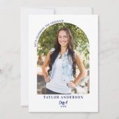 Modernes Arch Foto Elegante Blaue Graduierungspart Einladung (Vorderseite)