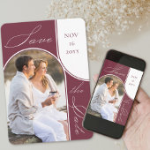 Modernes Arch Foto Elegante Kalligrafie Burgund Save The Date