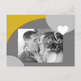 Modernes Arch Foto Gelb Grau Save the Date Postkarte