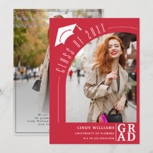 Modernes Arch Foto Grad Red Abschluss Ankündigung