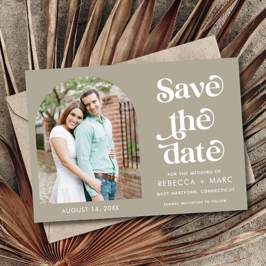 Modernes Arch-Foto Hochzeit rettet das Datum Save The Date