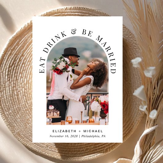 Modernes Arch Foto Hochzeitsempfang Einladung