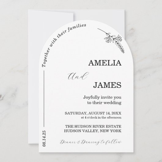 Modernes Arch Foto Minimale Skripthochzeit Einladung (Vorderseite)