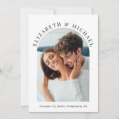 Modernes Arch Foto QR Code Hochzeit Einladung (Vorderseite)