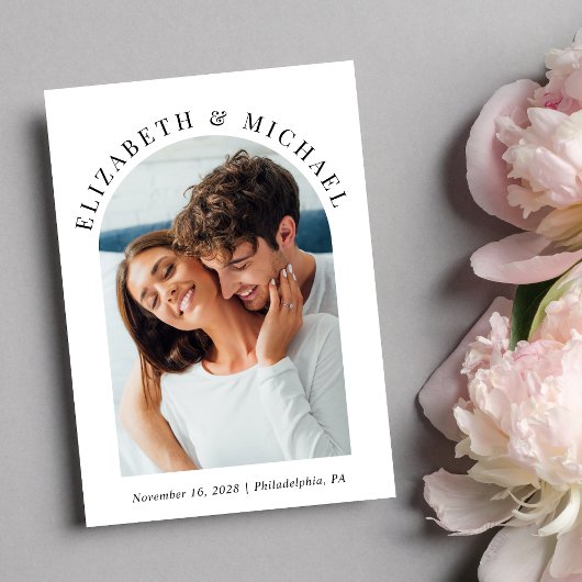 Modernes Arch Foto QR Code Hochzeit Einladung