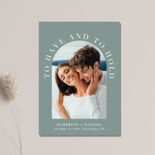 Modernes Arch Foto QR Kodierung Grüne Hochzeit Einladung