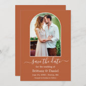 Modernes Arch-Foto-Rahmen Burnt Orange Save The Date (Vorne/Hinten)