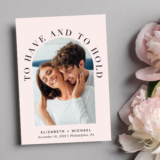 Modernes Arch Foto Rosa Hochzeit Einladung