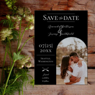 Modernes Arch-Foto Schwarz Save the Date