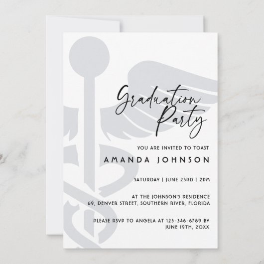 Modernes Arch Foto Schwarz-weiß Nurses Abschluss Einladung (Rückseite)