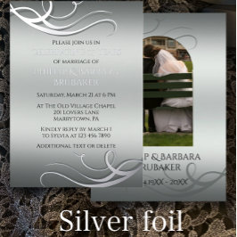 Modernes Arch-Foto zum 25. Hochzeitstag Silber Folieneinladung