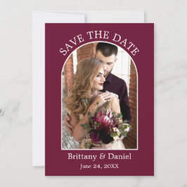 Modernes Arch Frame Foto Burgundy Save The Date