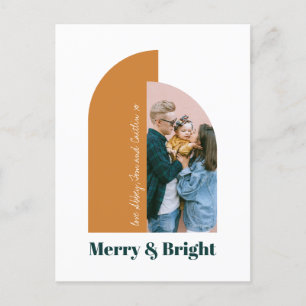 Modernes Arch Gold Frohe Weihnachtsfamilie Foto Feiertagspostkarte