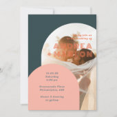 Modernes Arch Groovy Retro Wedding Foto Overlay Einladung (Vorderseite)