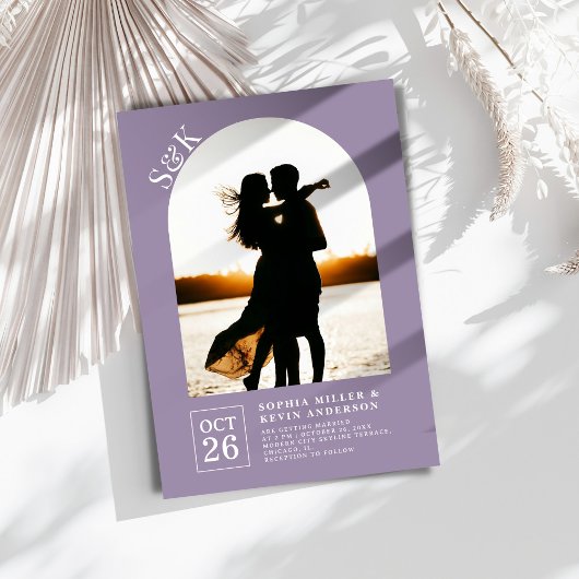 Modernes Arch I Foto I Amethyst Smoke I Wedding Einladung