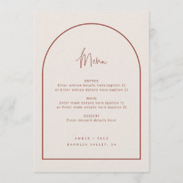 Modernes Arch Minimal Script Terracotta Wedding Me Menükarte