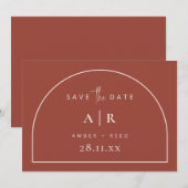 Modernes Arch Minimal Wedding Terracotta Script Save The Date (Vorne/Hinten)