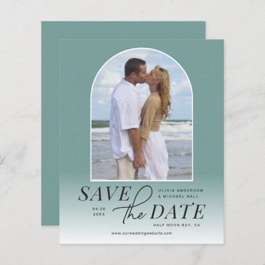 Modernes Arch Ombre Budget Save the Date (Vorne/Hinten)