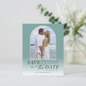 Modernes Arch Ombre Budget Save the Date (Stehend Vorderseite)