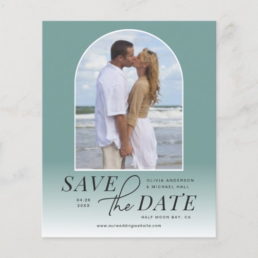 Modernes Arch Ombre Budget Save the Date (Vorderseite)