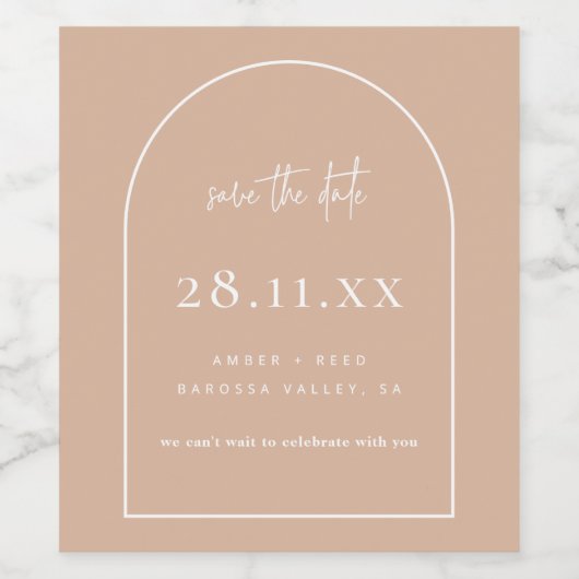 Modernes Arch Retro Minimalistisch Blush Dusty Pin Weinetikett (Einzelnes Label)