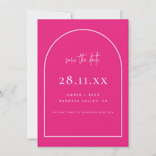 Modernes Arch Retro Minimalistisch-Hellrosa Fucsia Save The Date