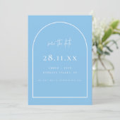 Modernes Arch Retro Minimalistisch Sky Blue Save The Date (Stehend Vorderseite)