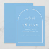 Modernes Arch Retro Minimalistisch Sky Blue Save The Date (Vorne/Hinten)
