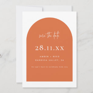 Modernes Arch Retro Minimalistisches Burnt Orange  Save The Date
