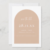 Modernes Arch Retro Terrazzo Rosa Skript Save The Date (Vorderseite)