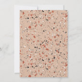 Modernes Arch Retro Terrazzo Rosa Skript Save The Date (Rückseite)