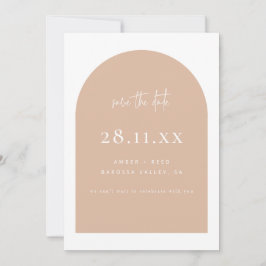 Modernes Arch Retro Terrazzo Rosa Skript Save The Date