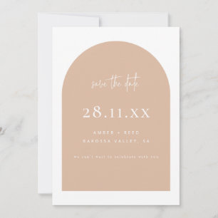 Modernes Arch Retro Terrazzo rosa Skript Save The Date