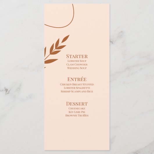 Modernes Arch Tan Menükarte (Rückseite)