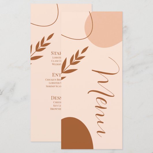 Modernes Arch Tan Menükarte (Vorne/Hinten)