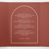 Modernes Arch Terracotta Drinks Menü für Hochzeite (Innenseite Mitte)