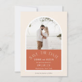 Modernes Arch Terracotta Wedding Foto Save the Dat Date (Vorderseite)