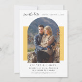 Modernes Arch Yellow Wedding-Foto Save The Date (Vorderseite)