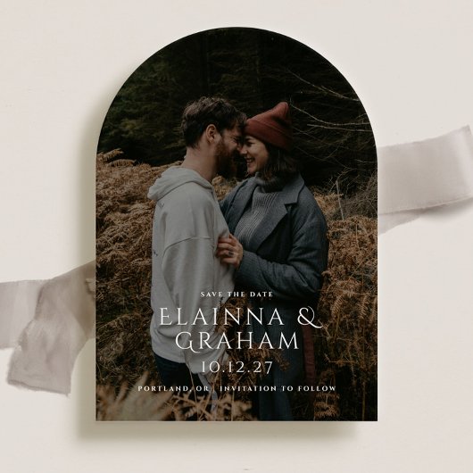 Modernes Arched Wedding Foto Save the Date Einladung