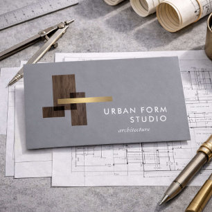 Modernes Architekten-Holz-Logo Grau Visitenkarte
