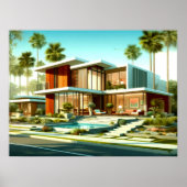 Modernes architektonisches Haus aus dem Mittelalte Poster (Vorne)