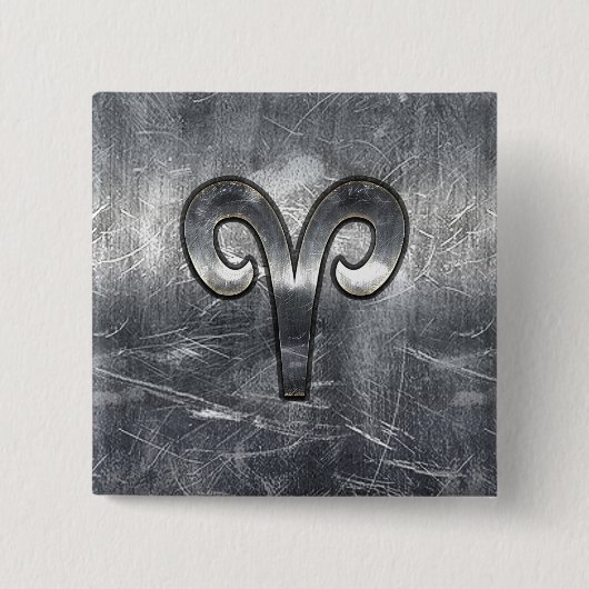Modernes Aries-Sternzeichen im Grunge-Style mit Di Button (Vorderseite)