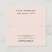 Modernes Armband mit hellrosa Display Quadratische Visitenkarte (Rückseite)