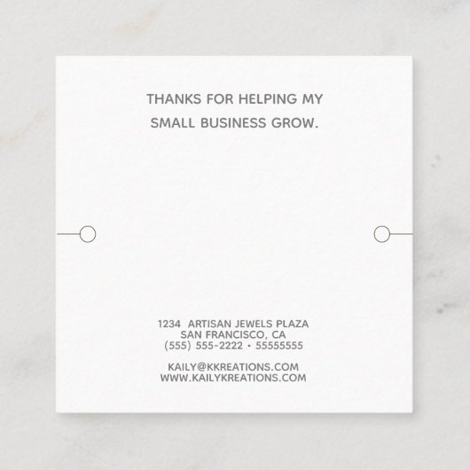 Modernes Armband mit weißem Quadrat Quadratische Visitenkarte (Rückseite)