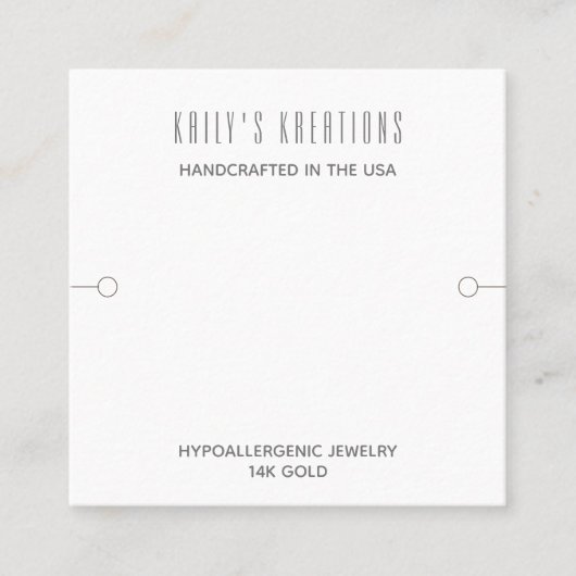 Modernes Armband mit weißem Quadrat Quadratische Visitenkarte (Vorderseite)