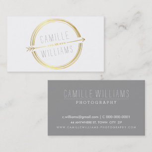 MODERNES ARROW LOGO Goldfolie rustikal handgezeich Visitenkarte