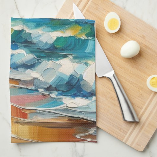 Modernes Art Beach Sunset Art Design Geschirrtuch (Viertel Falte)