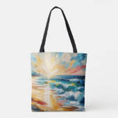 Modernes Art Beach Sunset Ocean Design Tasche (Rückseite)