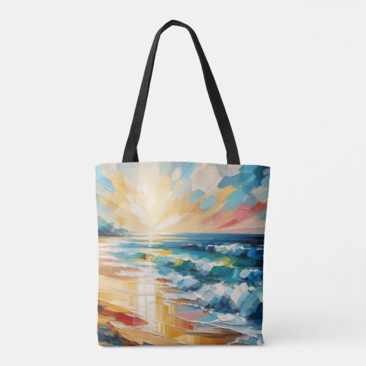 Modernes Art Beach Sunset Ocean Design Tasche (Rückseite)