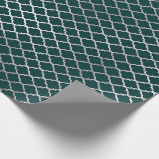 Modernes Art Deco Aquamarines Silver Quarto Vip Geschenkpapier (Ecke)